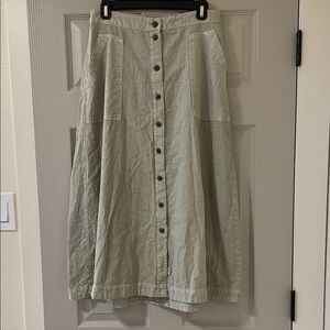 Universal Thread Button-Front A-Line Skirt - Light Olive